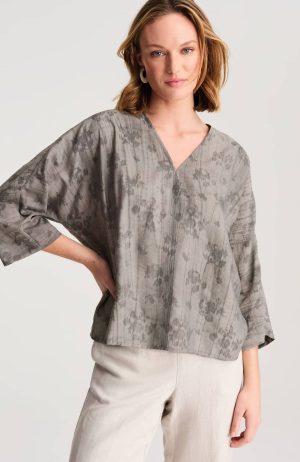 Pure Jill Crinkled Jacquard Top