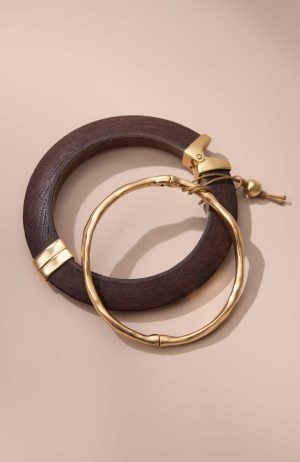 Wood & Metal Bangle Set