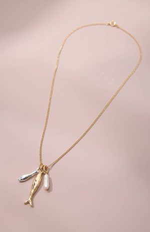 Mixed-Metal & Fish Charm Necklace