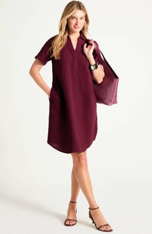 Cotton-Gauze Popover Dress