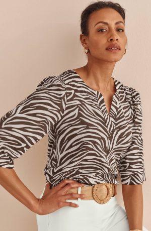 Knit Zebra-Print Top